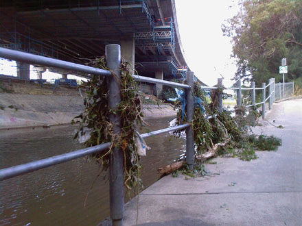 Debris in the Glenferrie Rd underpass after the March 2010 hail storm