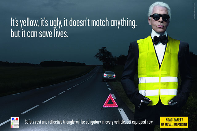 Lagerfeld: It's yellow, it's ugly, it doesn't match anything, but it can save lives.